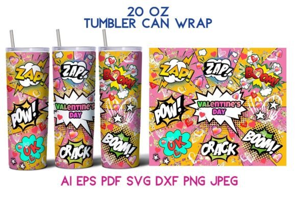 20 Oz Tumbler Valentine’s Day Comics SVF