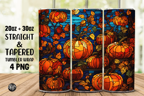 Autumn Pumpkin-Stained Glass Tumbler