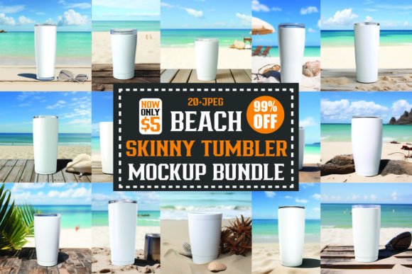 Beach Skinny Tumbler Mockups Bundle