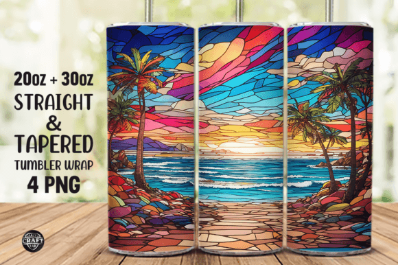 Beach Stained Glass Sublimation Tumbler