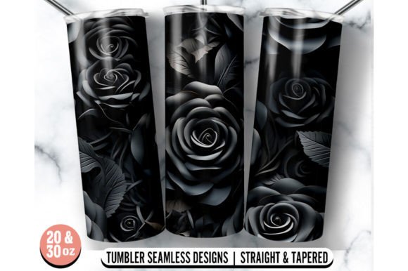 Black Rose 20oz 30oz Skinny Tumbler Wrap