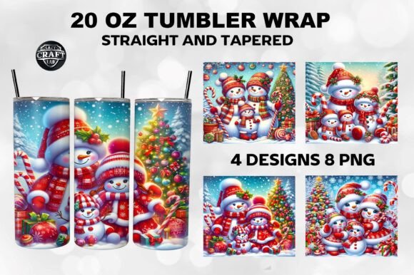 Christmas Snowman Tumbler 20oz Wrap PNG