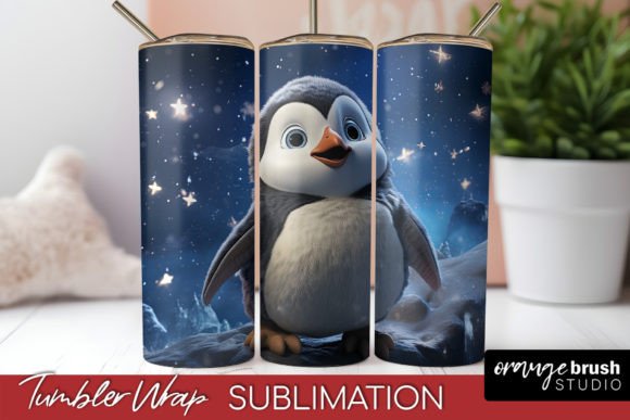Christmas Tumbler Wrap, Penguin Design