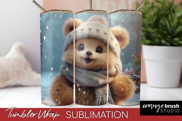 Christmas Tumbler Wrap Teddy Bear Design