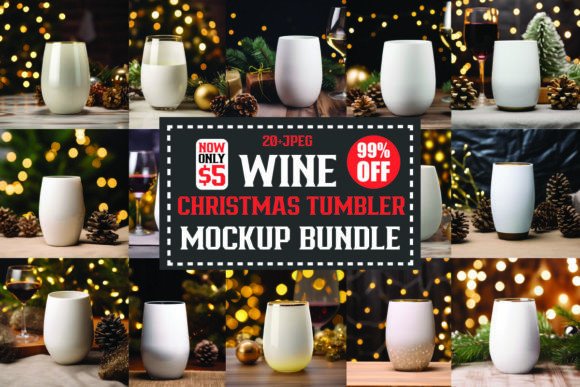 Christmas Wine Tumbler Mockups Bundle