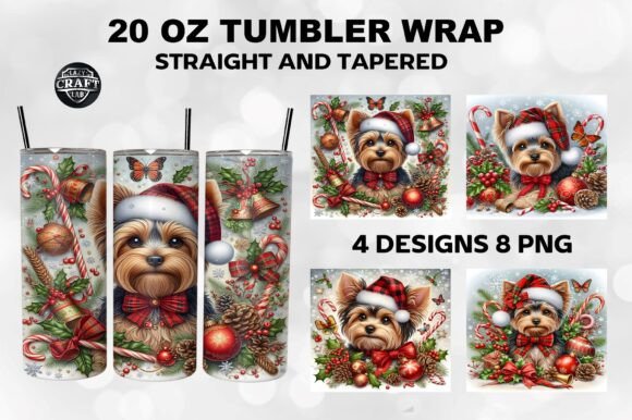 Christmas Yorkie Tumbler Wrap 20oz PNG