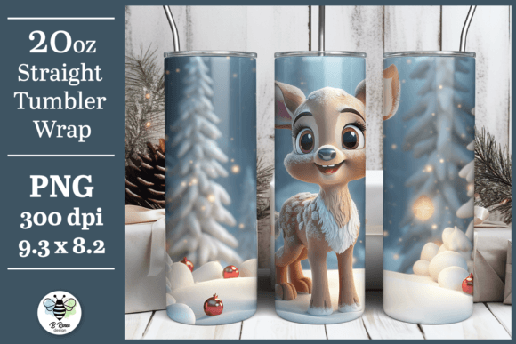 Cute Deer Tumbler Wrap PNG