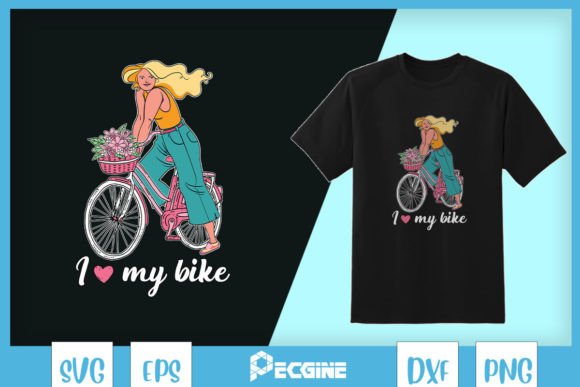 Cute Girl Bicycle I Love My Bike SVG