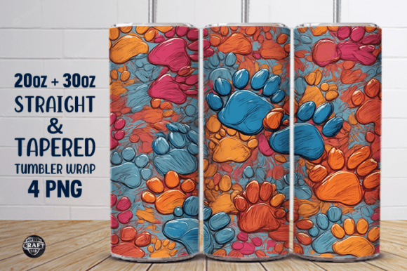 Dog Paw Tumbler Wrap 20oz Sublimation