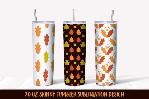 Fall Leaves Pattern Skinny Tumbler Wrap