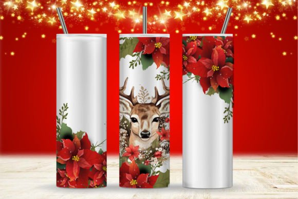 Floral Reindeer Skinny Tumbler