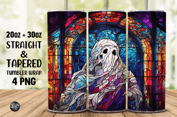 Ghost Stained Glass Tumbler Wrap 20oz