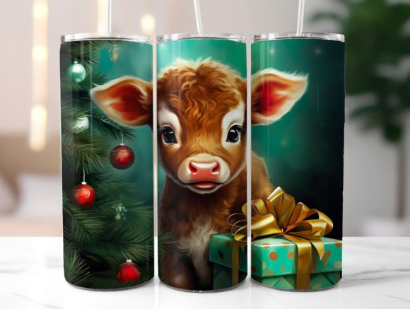 Green Christmas Cow Tumbler Wrap