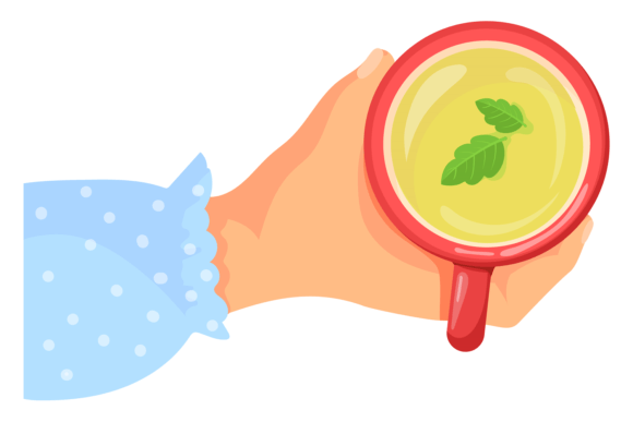 Herbal Tea Cup in Human Hand Aroma Hot