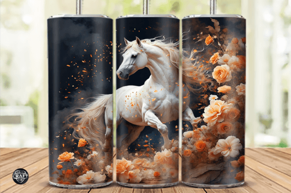 Horse Flowers Skinny Tumbler Wrap 20oz
