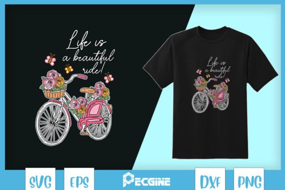 Life Beautiful Ride Pink Floral Bike SVG