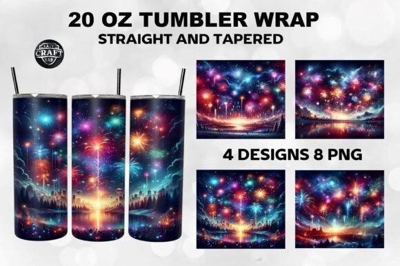 Midnight Fireworks New Year Tumbler Wrap