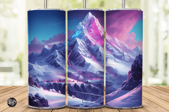 Neon Mountain Tumbler Wrap 20oz PNG