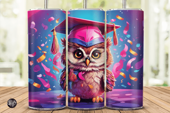 Owl Graduation Skinny Tumbler Wrap 20oz
