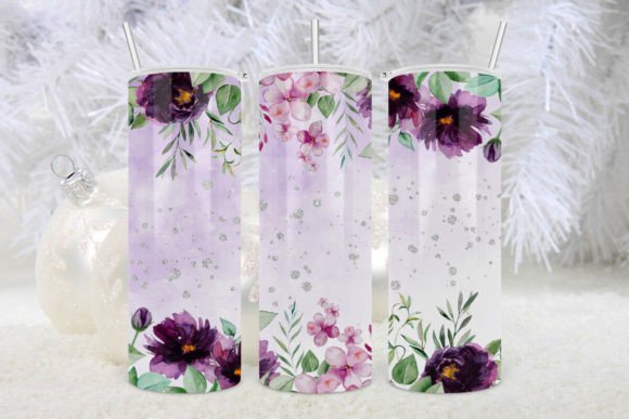 Purple Flower Water Color Tumbler Wrap