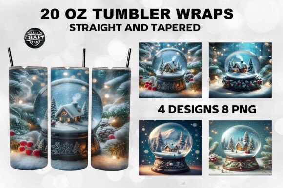 Snow Globe with Winter Scene Tumbler PNG