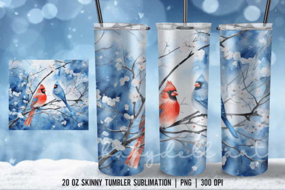 Winter Cardinal Tumbler Wrap Sublimation