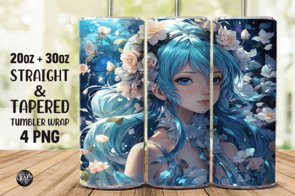 Woman with Flowers Tumbler Wrap 20oz PNG