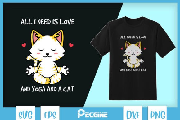 Yoga and Cat Love Coffee SVG